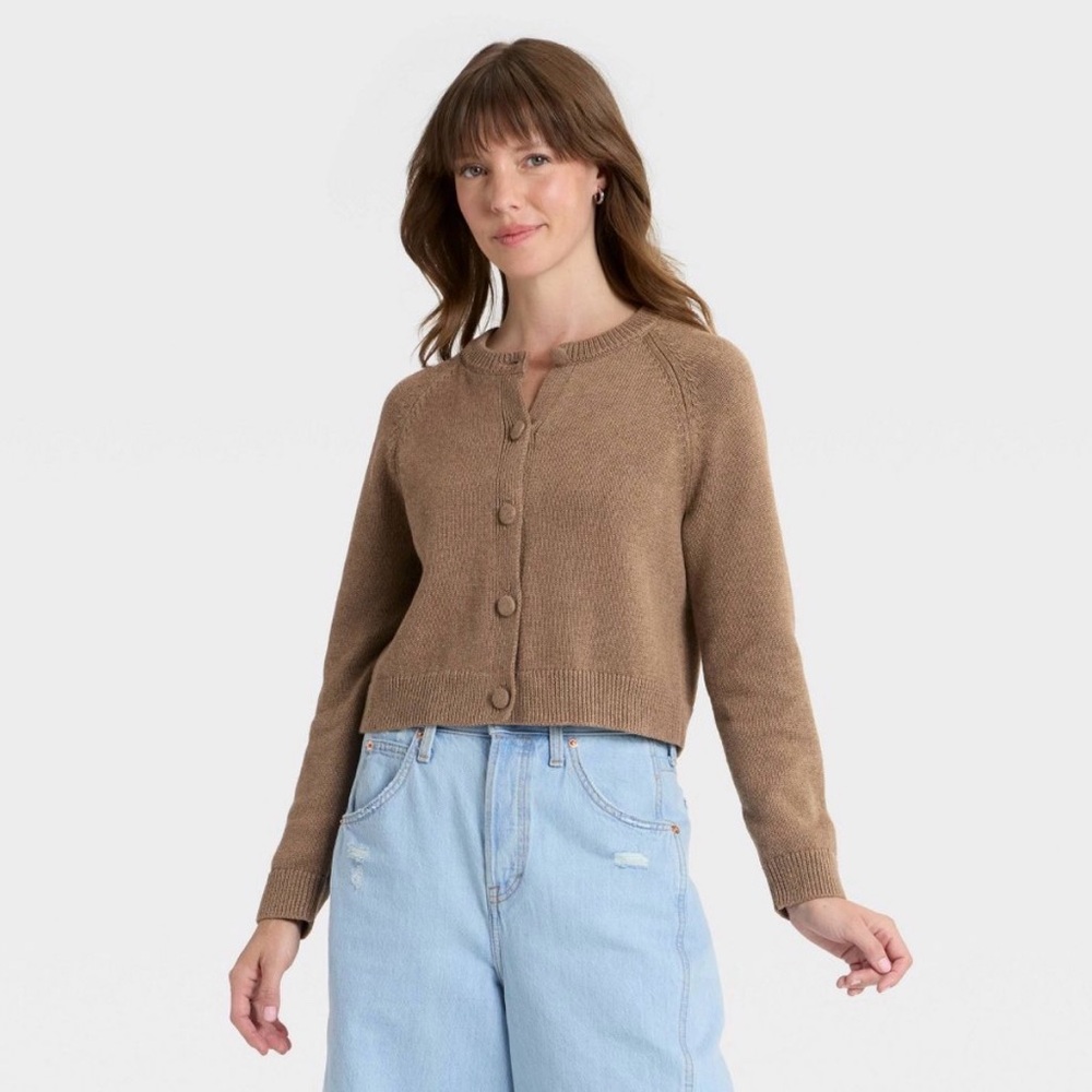 Universal Thread Brown Cotton Women's Cardigan